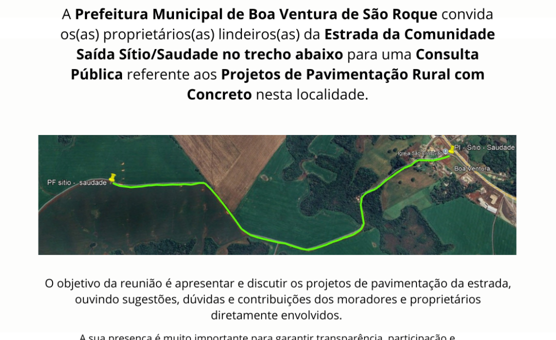 CONVITE CONSULTA PÚBLICA - SAÍDA SITIO/SAUDADE