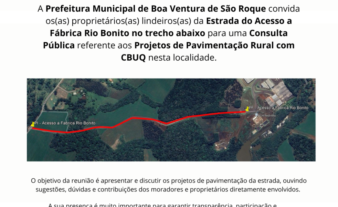 CONVITE CONSULTA PÚBLICA - ACESSO A FÁBRICA RIO BONITO