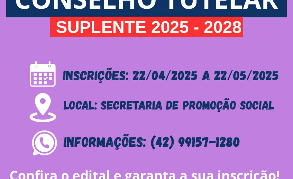 INSCRIÇÕES PARA A ELEIÇÃO DE SUPLENTE DO CONSELHO TUTELAR