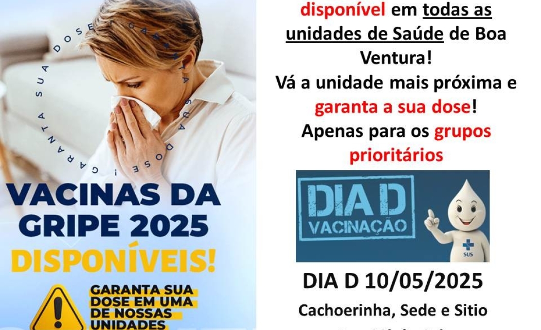 VACINAS DA GRIPE 2025 - DISPONÍVEL