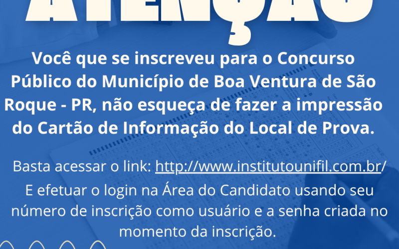 ATENÇÃO ENSALAMENTO DO CONCURSO PÚBLICO