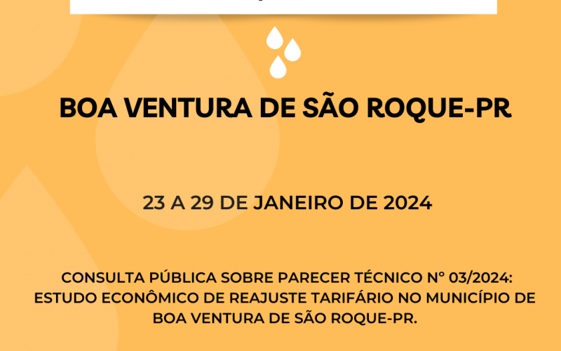 CONSULTA PÚBLICA ESTUDO REVISÃO TARIFA DE ÁGUA 2024