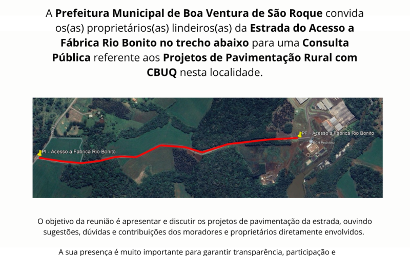CONVITE CONSULTA PÚBLICA - ACESSO A FÁBRICA RIO BONITO